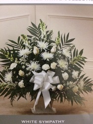 All White funeral basket from Philips' Flower & Gift Shop