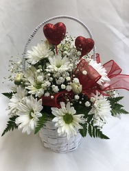 Valentine Daisy Basket  Bouquet from Philips' Flower & Gift Shop