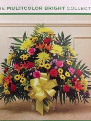 Multi-color funeral basket from Philips' Flower & Gift Shop