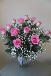 Dozen Pink Roses Arranged from Philips' Flower & Gift Shop